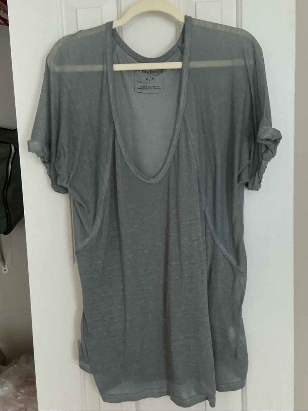 Free People Medium We The Free Fallin' Burnout Tee in Dove. EUC No Flaws